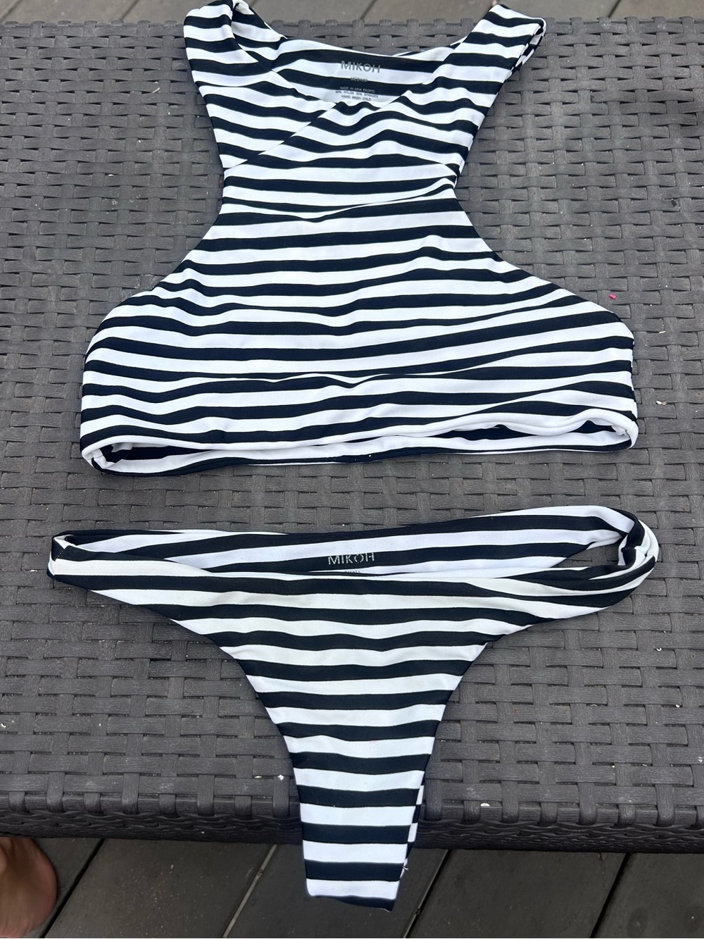 Mikoh Black and White Striped Bikini